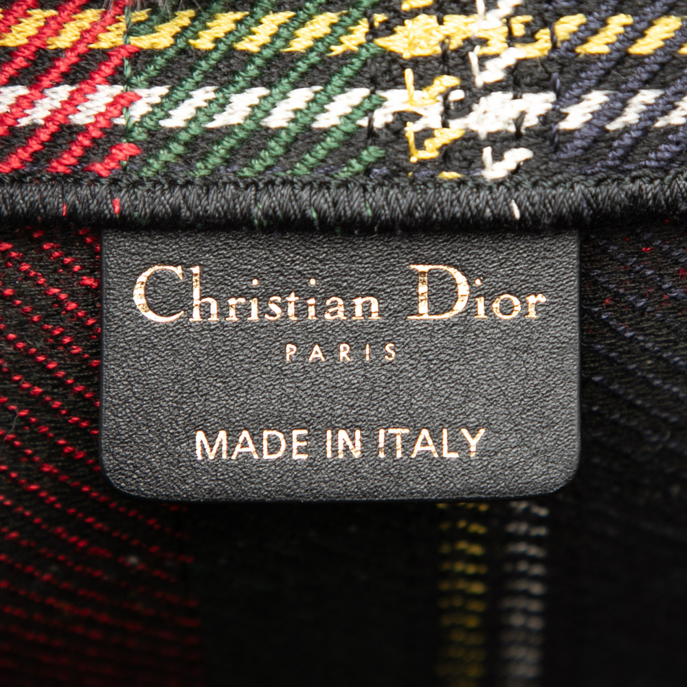 Pre-Loved Dior Large Embroidered Canvas Tartan Check Book Tote - Picture 5 of 7